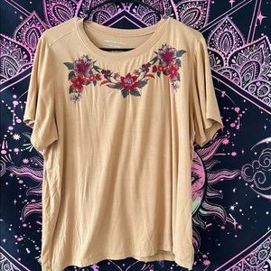 American Eagle Yellow Flower Embroidered Top